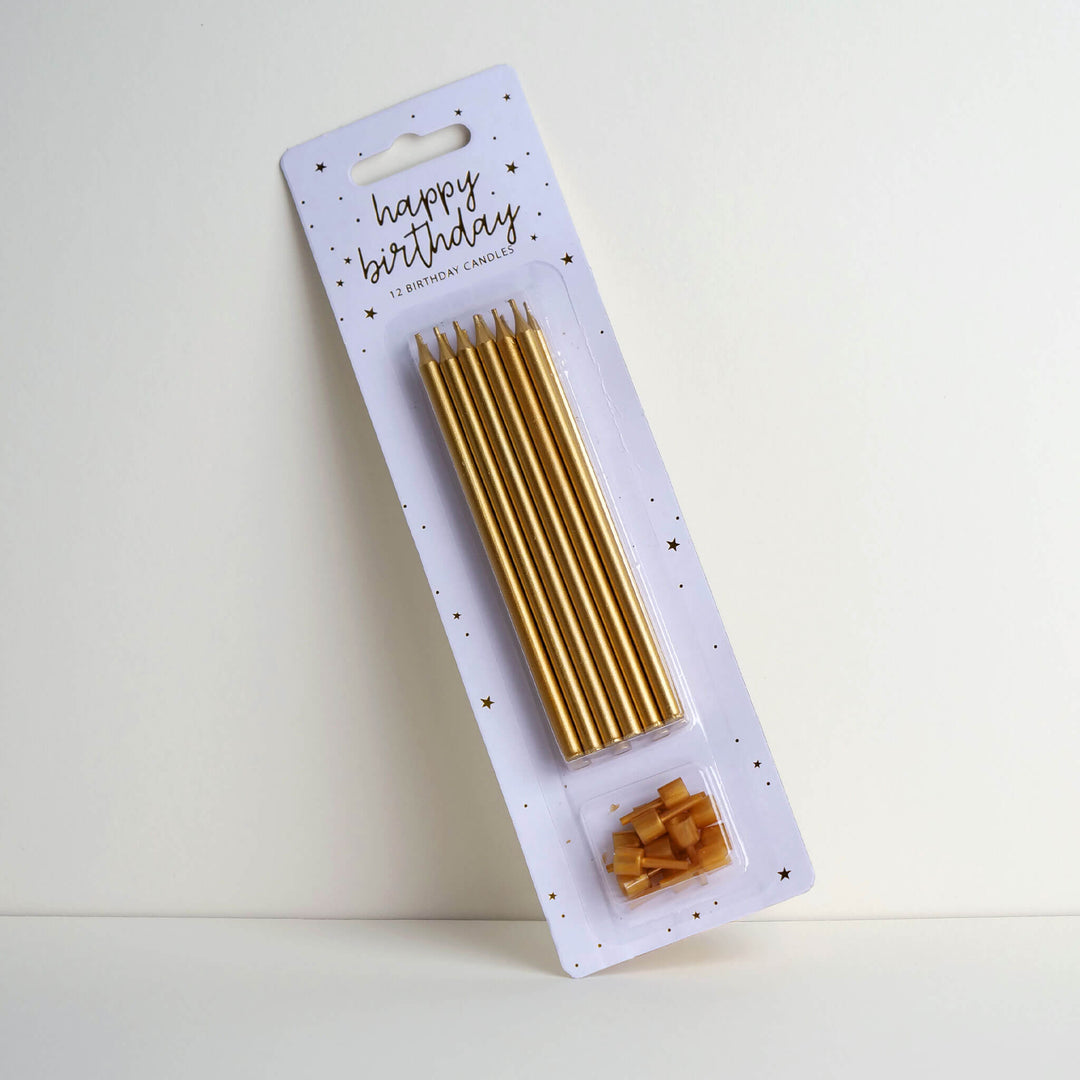 Golden stick candles (12 pieces)