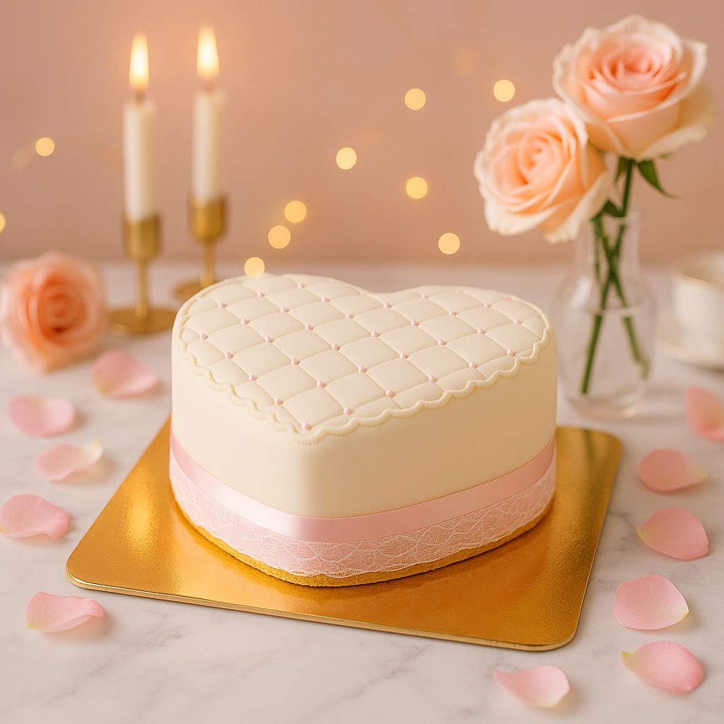 Heart-shaped wedding cake
