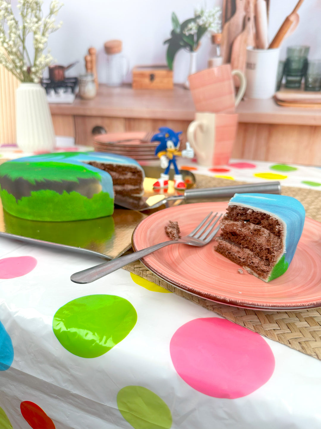 Sonic® figure on island cake