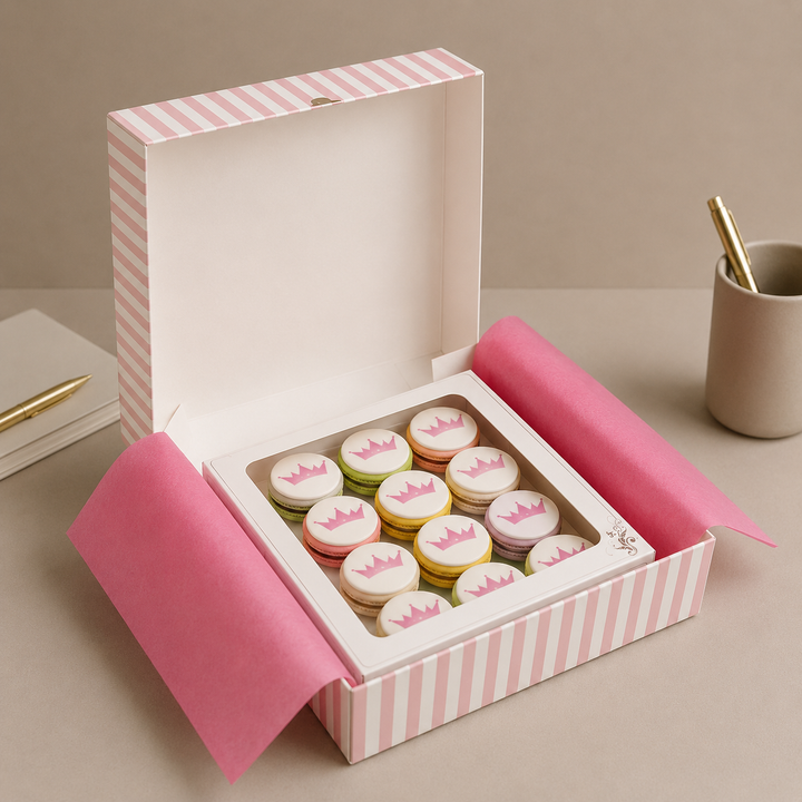 Macarons with logo (16 pieces)