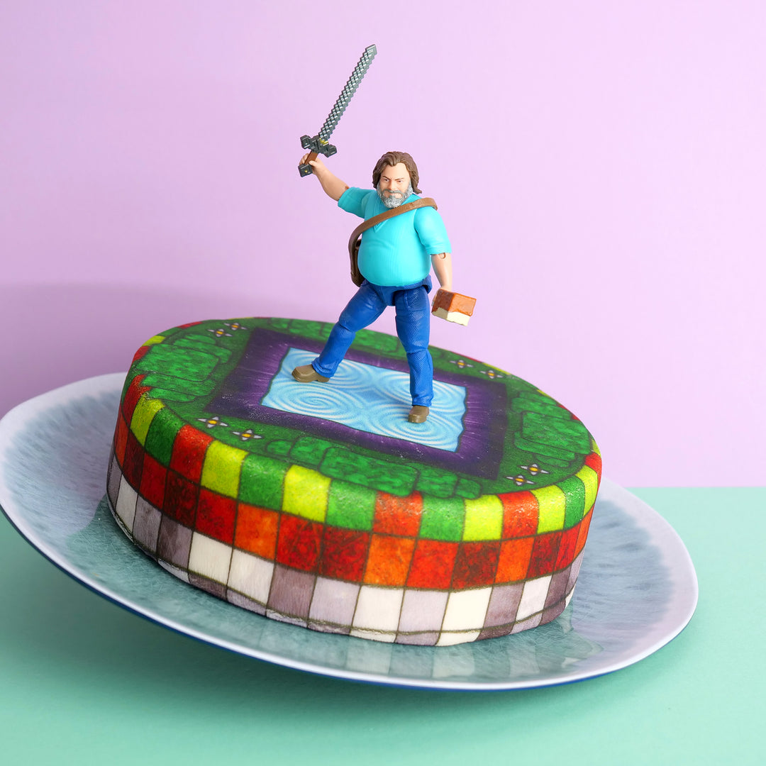 Minecraft® figure on dimensional portal cake