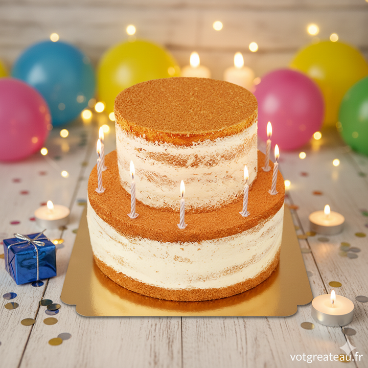 Two-tier naked cake – vanilla/raspberry