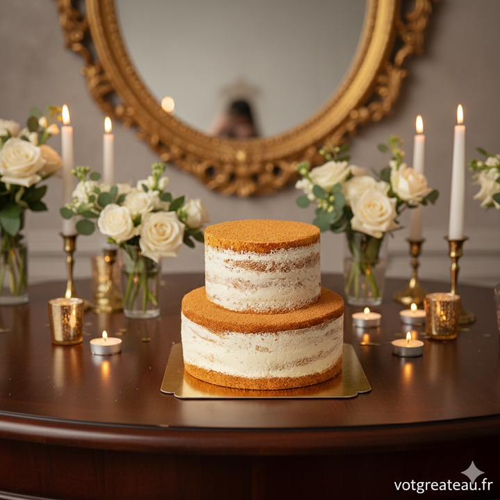Two-tier naked cake – vanilla/raspberry