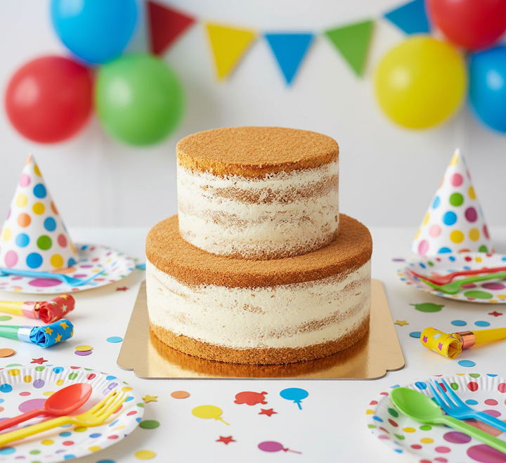Two-tier naked cake – vanilla/raspberry