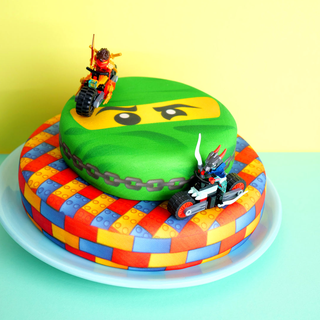 Lego® Ninjago® on a two-tier ninja cake
