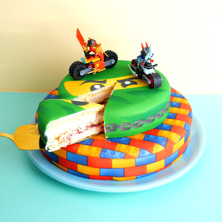 Lego® Ninjago® on a two-tier ninja cake