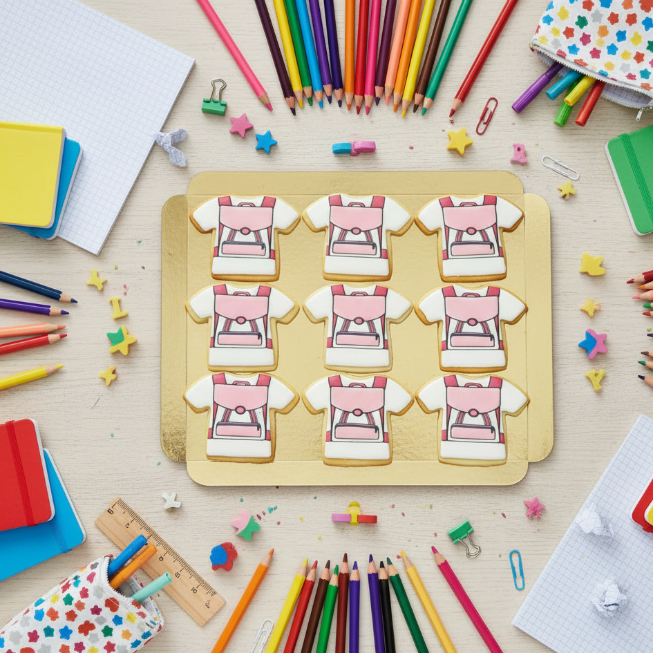 Pink Schoolbag Biscuits (12 pieces)