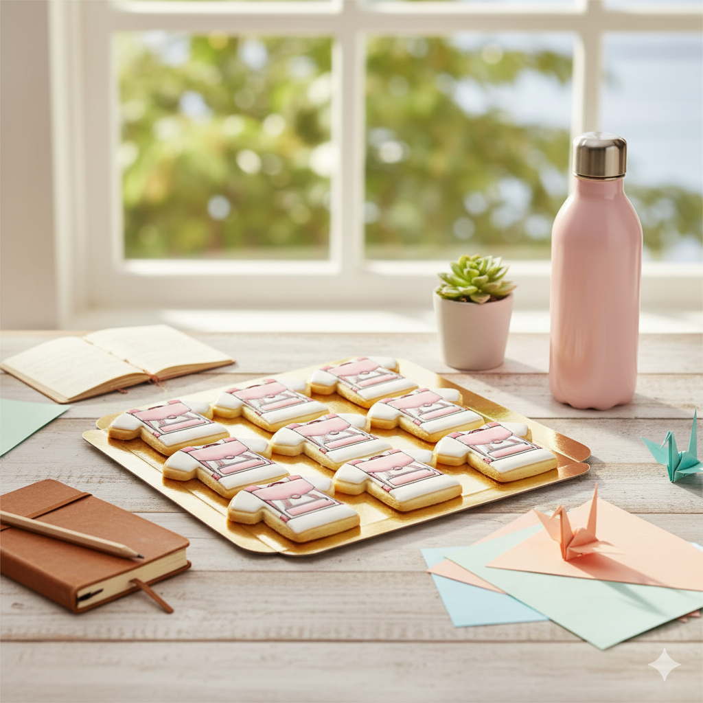 Pink Schoolbag Biscuits (12 pieces)