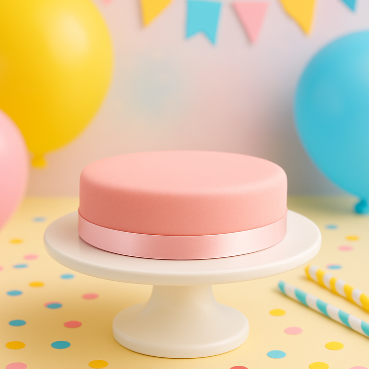 Pink cake with cake ribbon