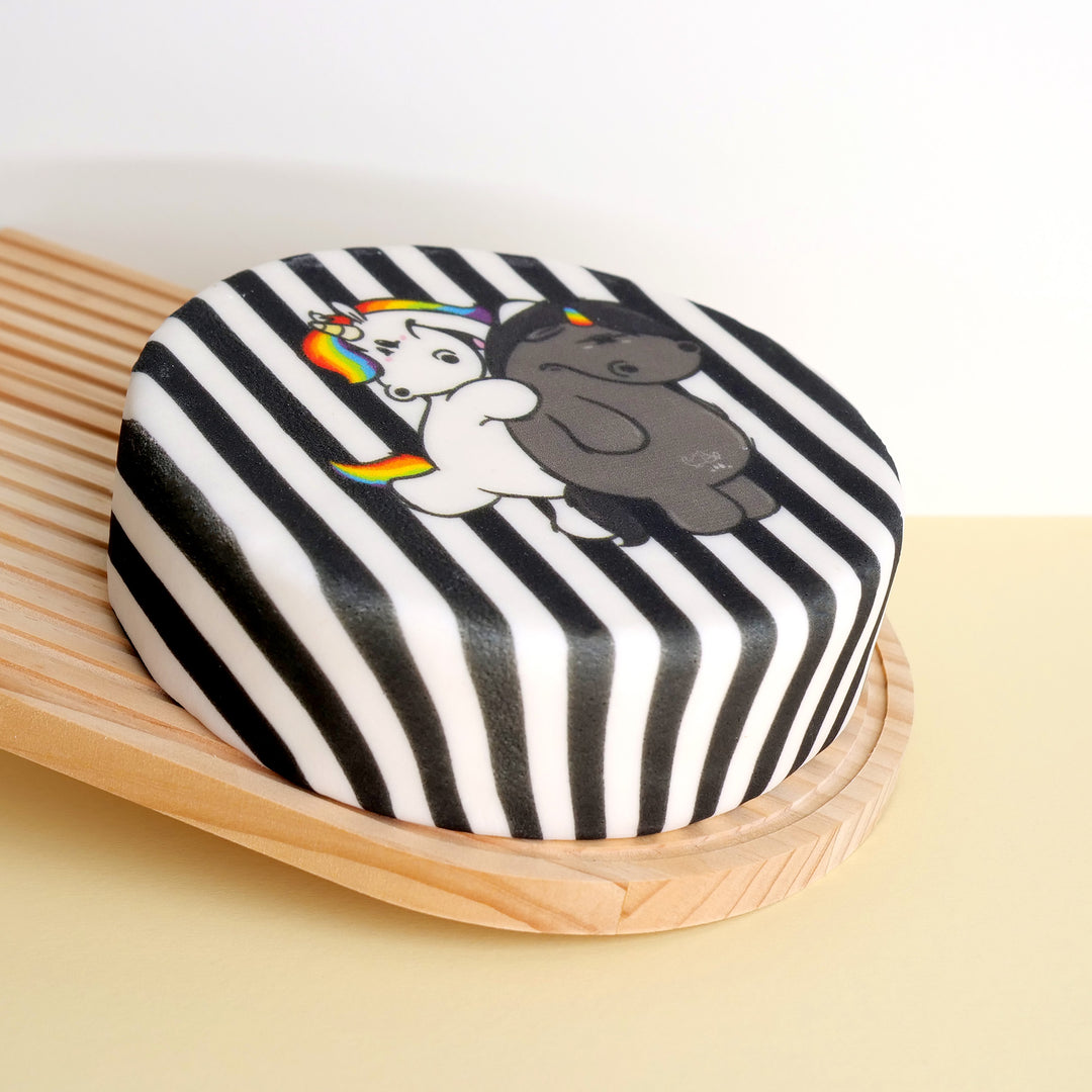 Chubby Unicorn & Grumble Unicorn Striped Cake