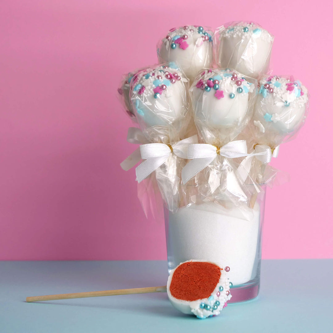 Red Gender Reveal Cake Pops "It's a Girl" (12 pieces)