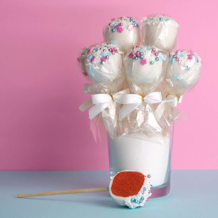 Red Gender Reveal Cake Pops "It's a Girl" (12 pieces)