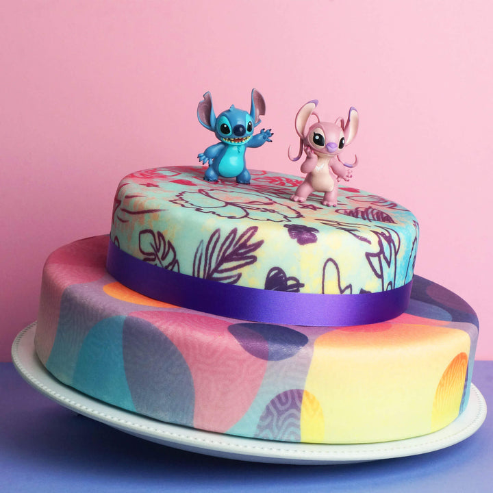 Angel & Stitch® on a two-tier cake