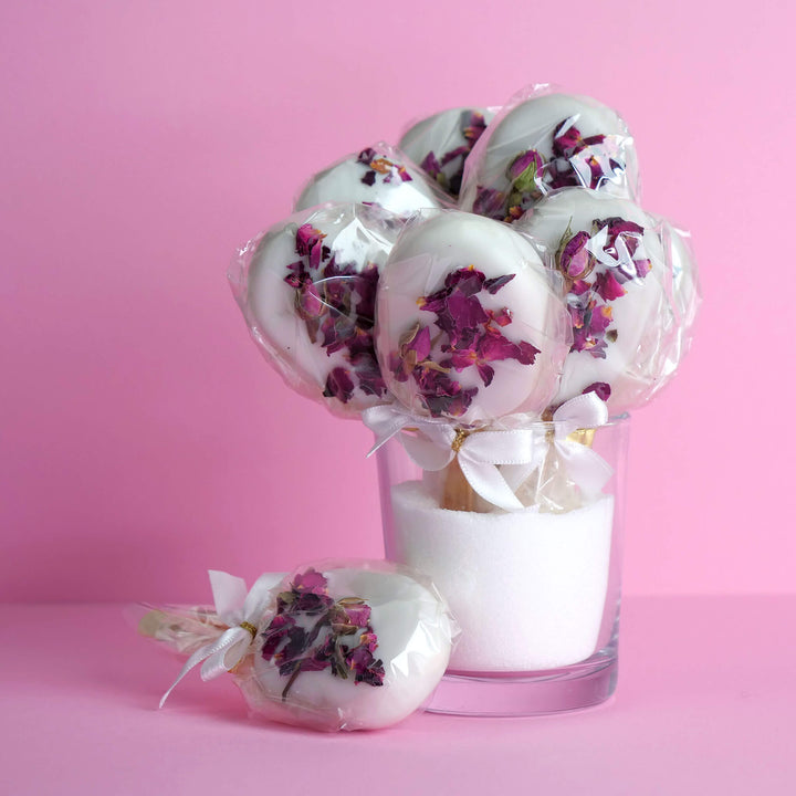 White Rose Petal Cake Popsicles (10 pieces)