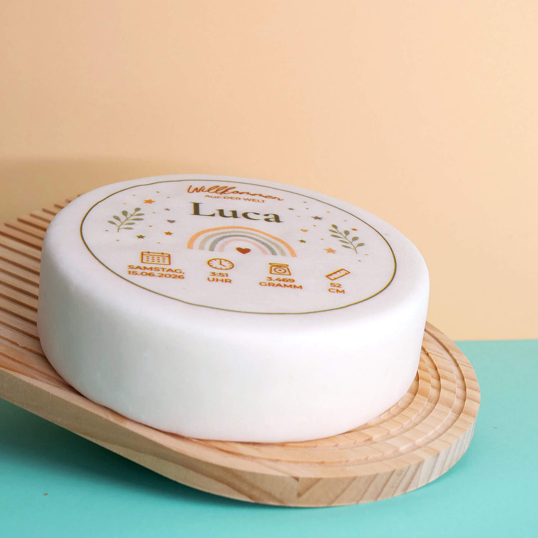 Willkommen Baby-Torte Beige