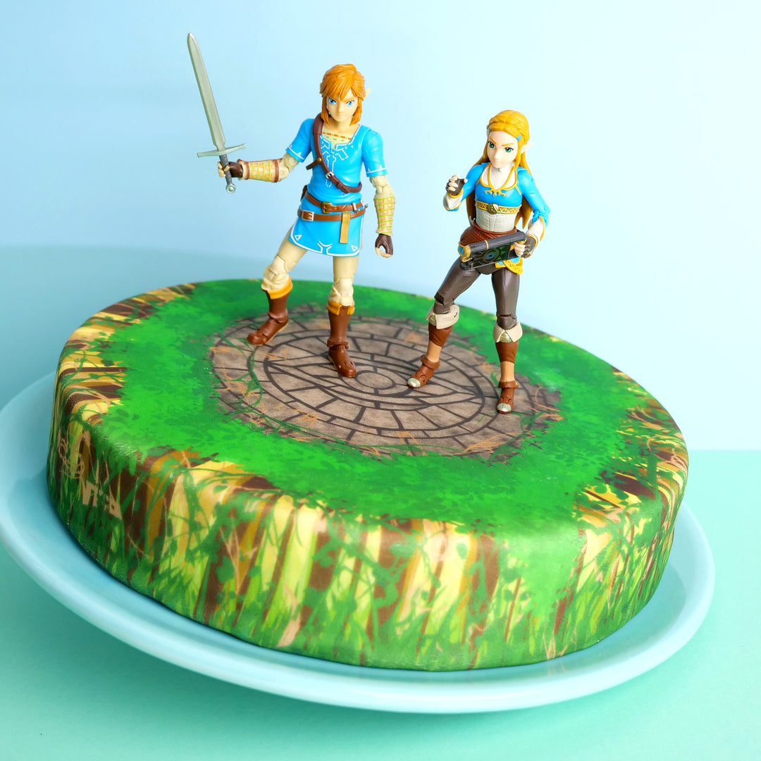 Zelda® & Link® on a Forest Ruins Cake