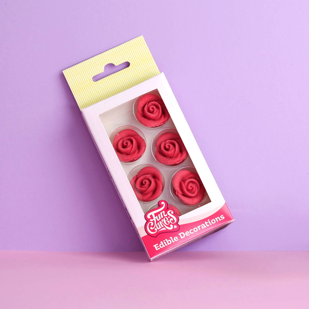 Red Sugar Roses (set of 6)