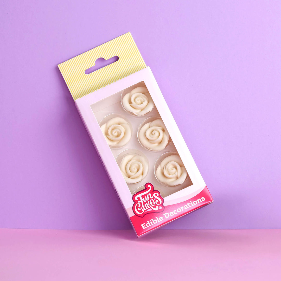White sugar roses (set of 6)