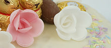 Edible paper roses, white and pink, set of 6