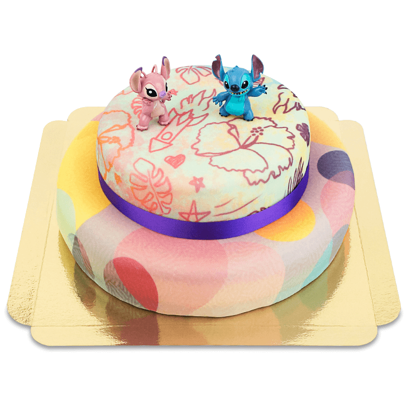Angel & Stitch® on a two-tier cake
