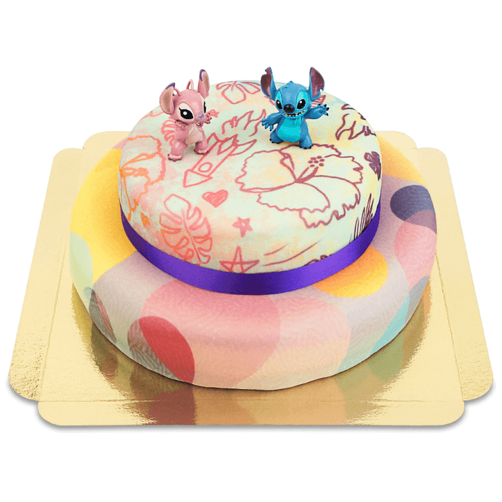 Angel & Stitch® on a two-tier cake
