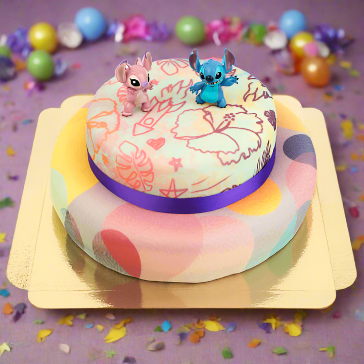 Angel & Stitch® on a two-tier cake