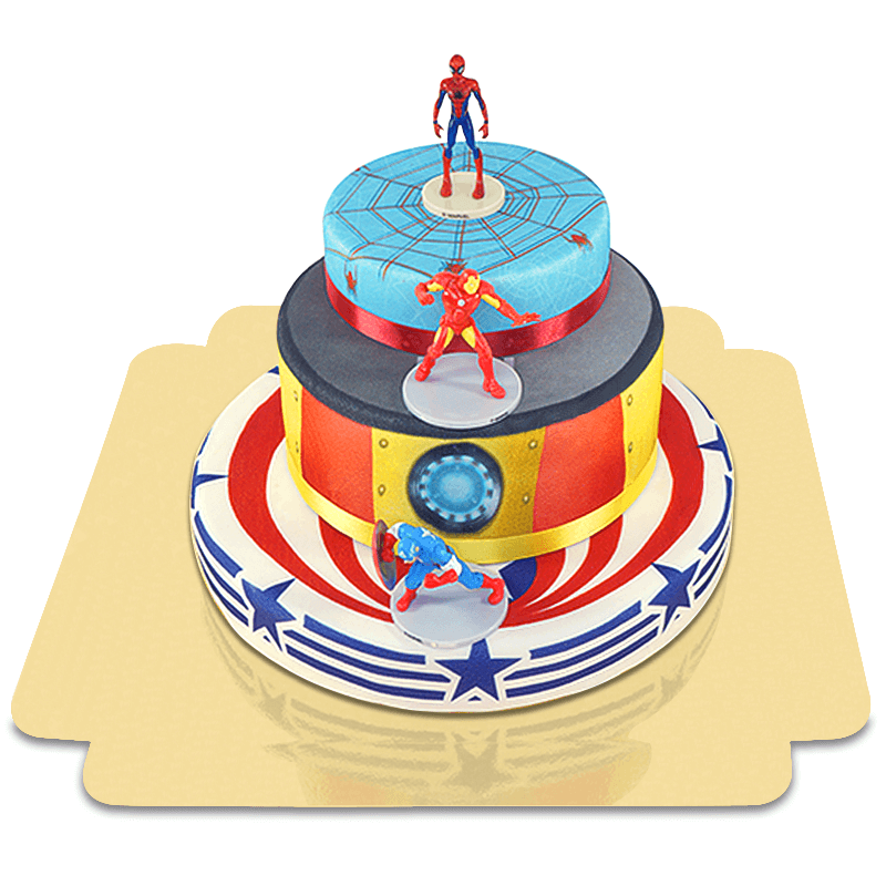 Avengers® on a 3-tier superhero cake