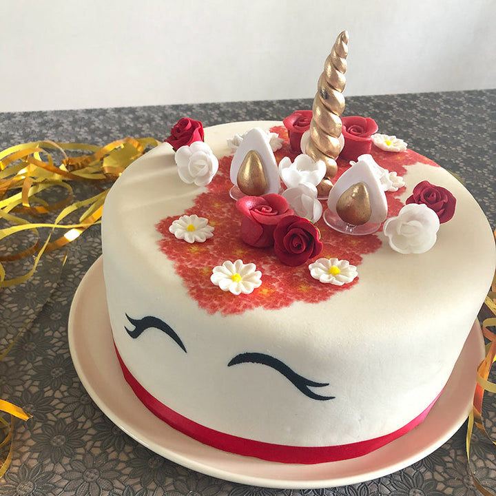 Red Unicorn Deluxe Cake – double height