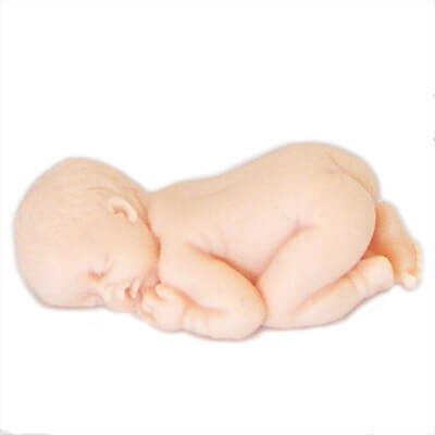 Baby figure on plain cake, pink – 18cm round