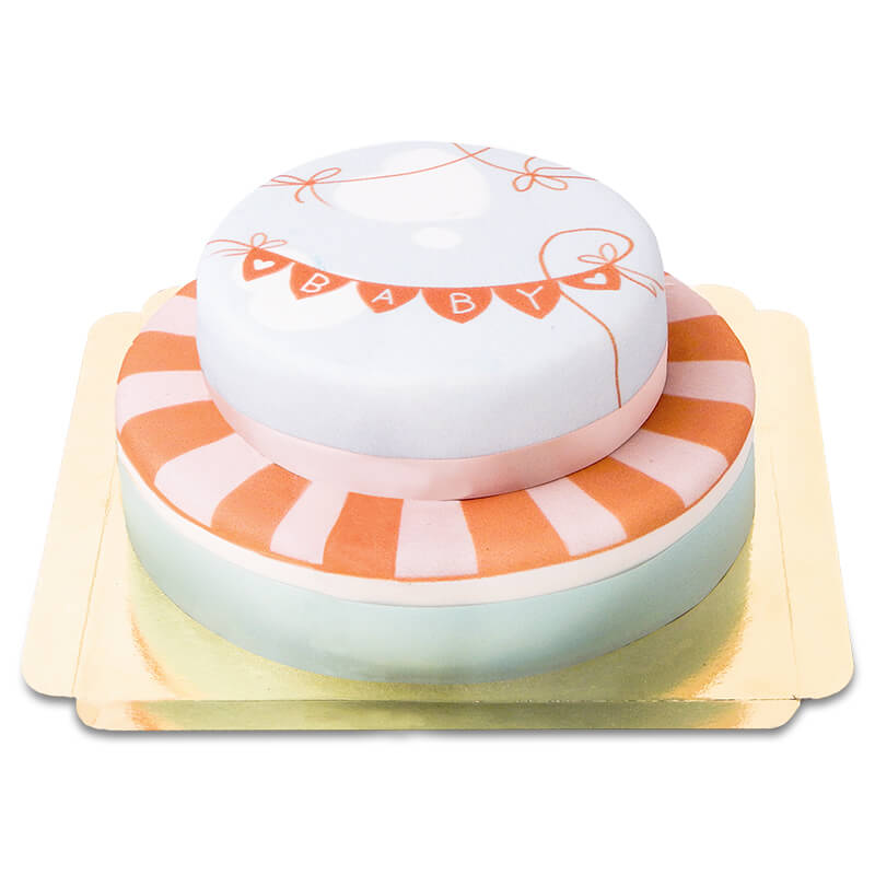 Two-tier baby shower cake