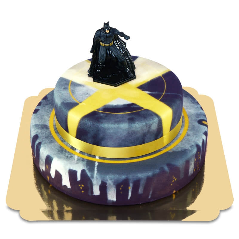 Batman® on a two-tier city cake