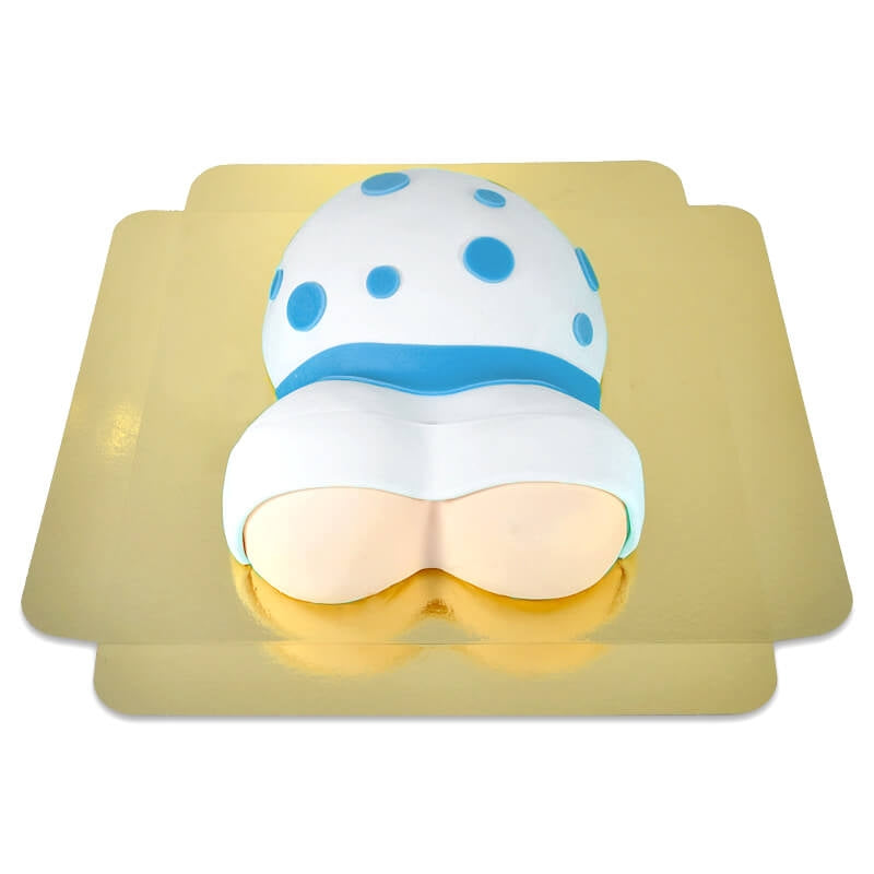 Baby bump cake with blue ribbon
