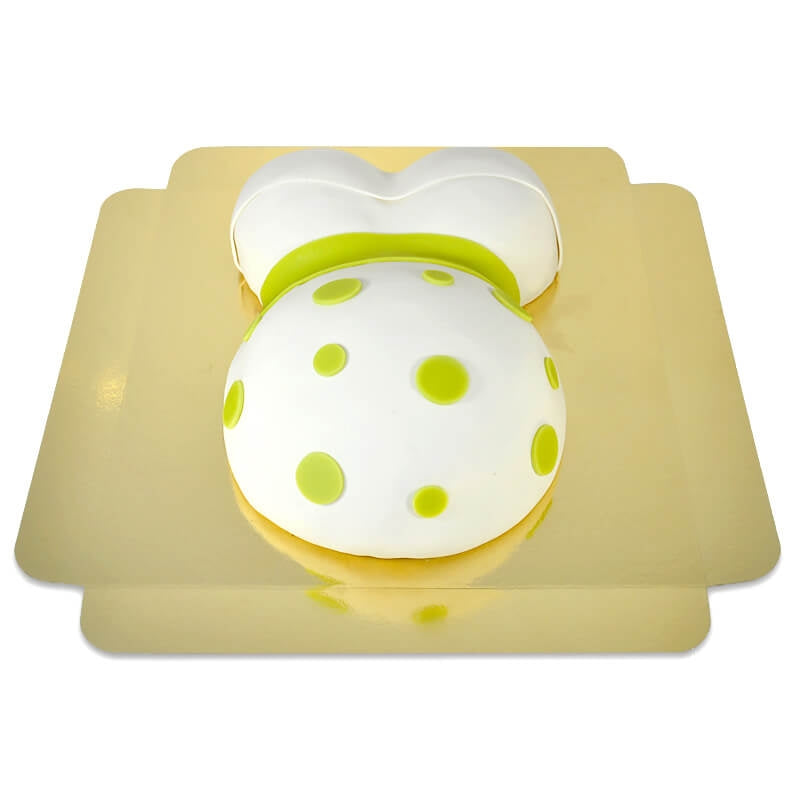 Baby bump cake with green ribbon