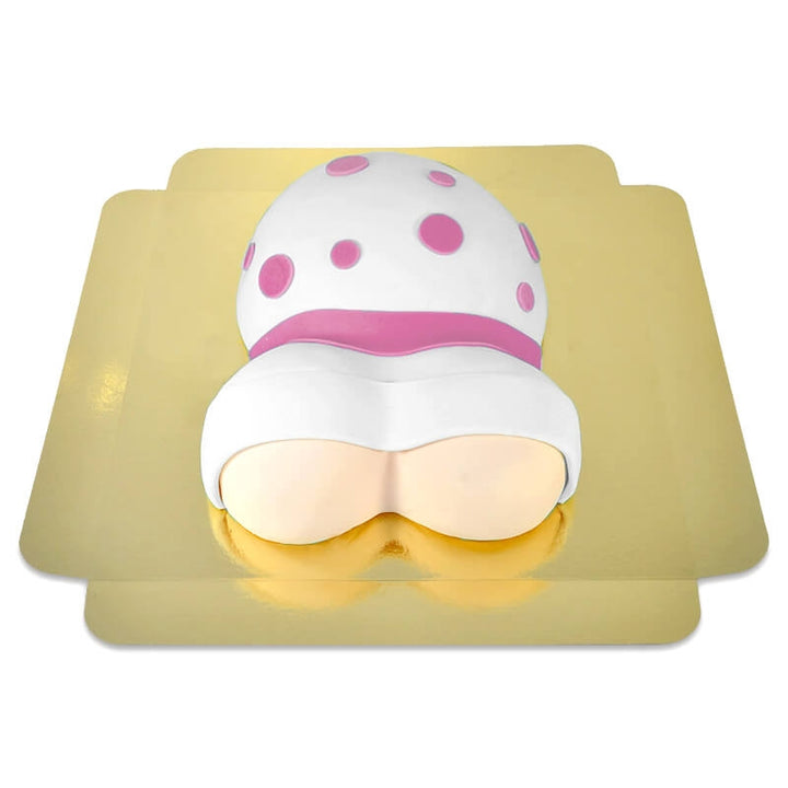 Baby bump cake with pink ribbon