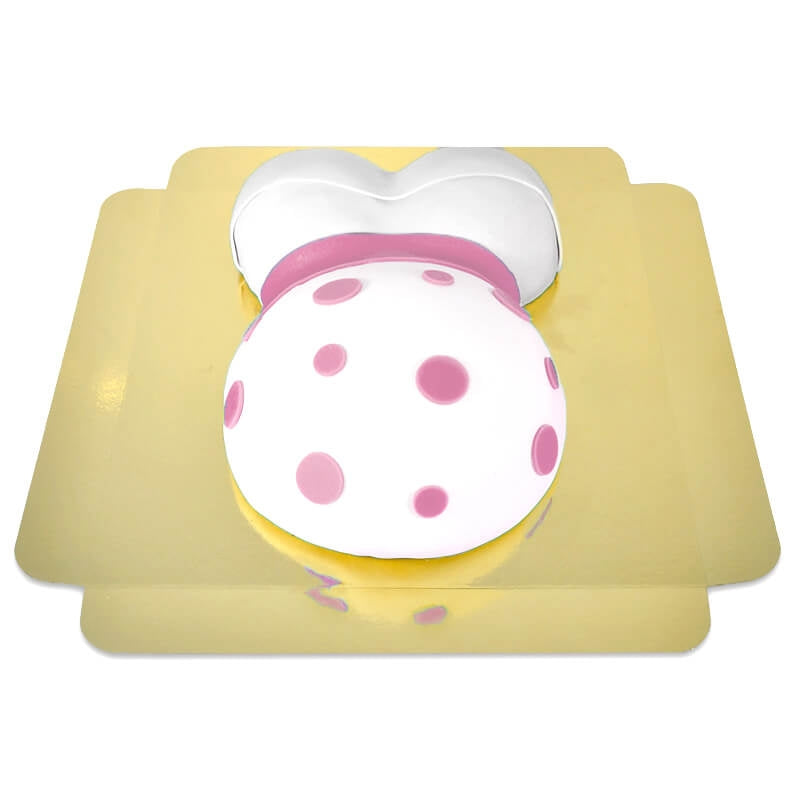 Baby bump cake with pink ribbon