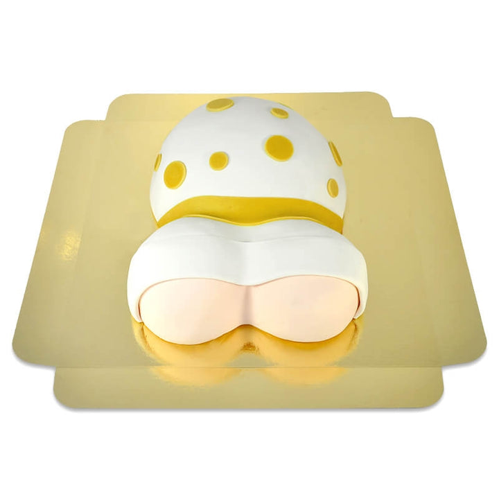 Baby bump cake with yellow ribbon