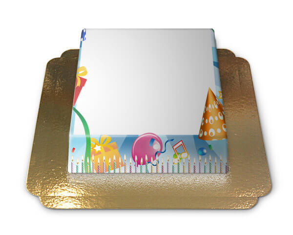 Birthday-themed photo cake