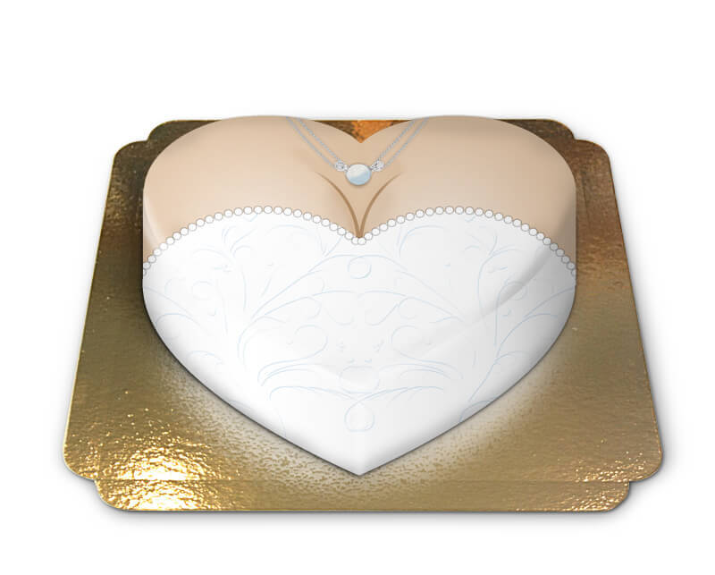 Heart-shaped wedding dress cake
