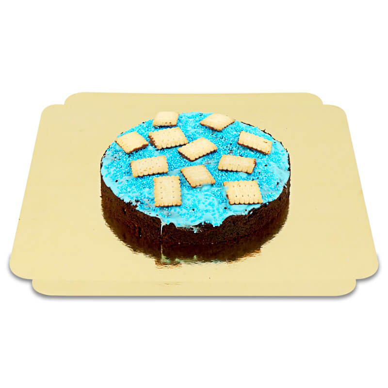 Brownie cake with mini butter biscuit decoration