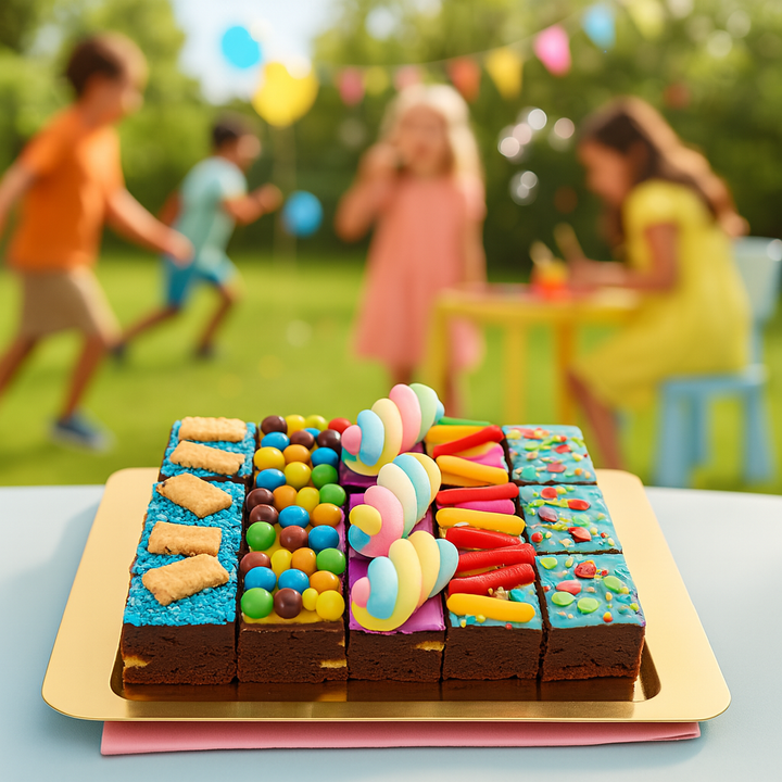 15 brownies with a colourful decoration mix