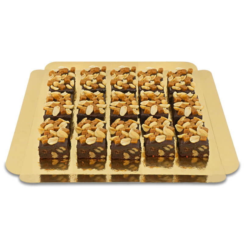 15 brownies with peanut caramel decoration