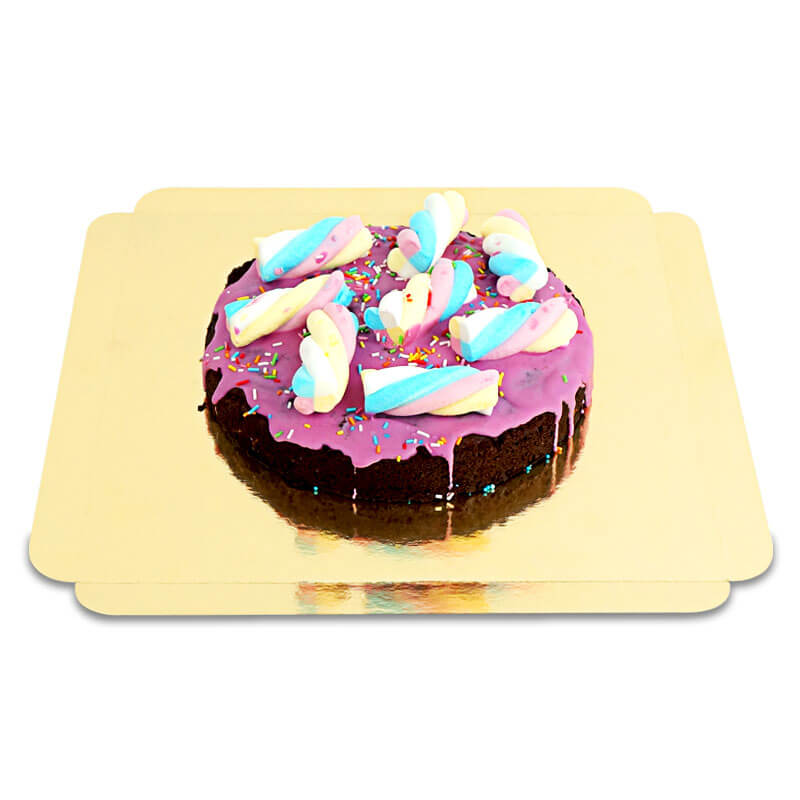 Brownie cake with marshmallow decoration