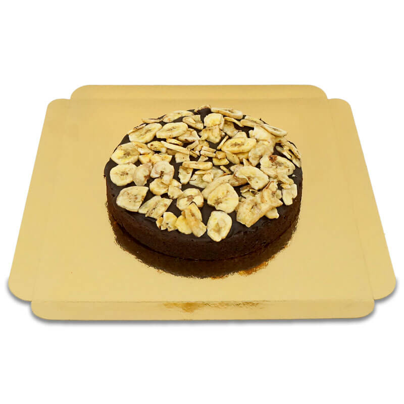 Brownie cake with banana chip decoration