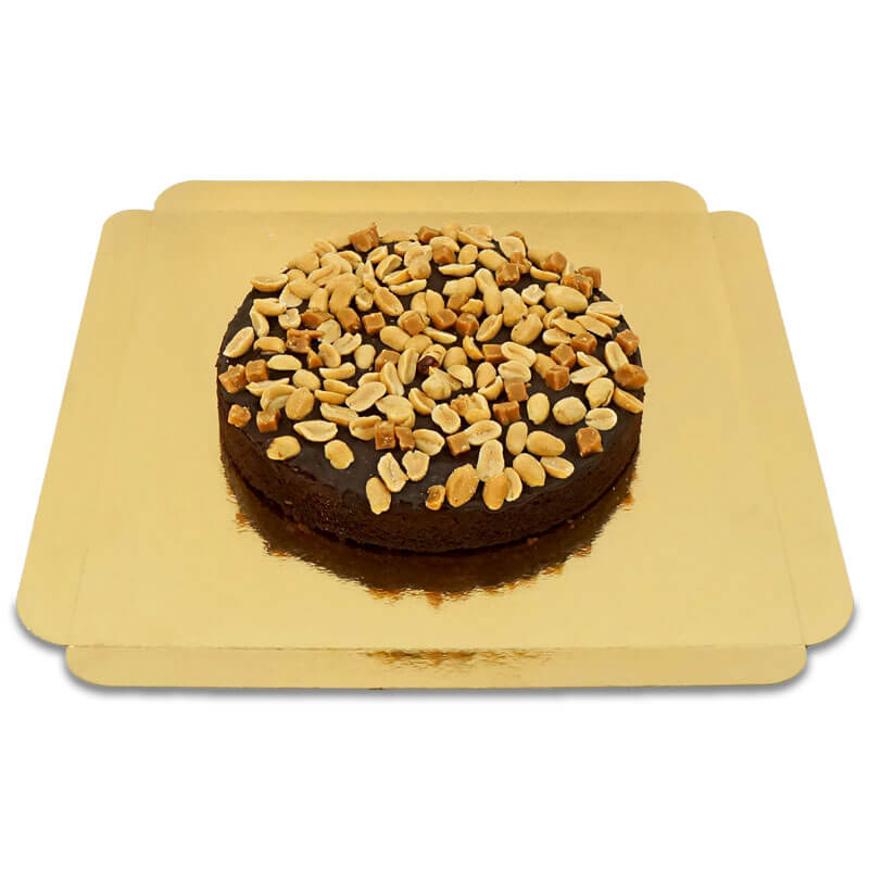 Brownie cake with peanut caramel decoration
