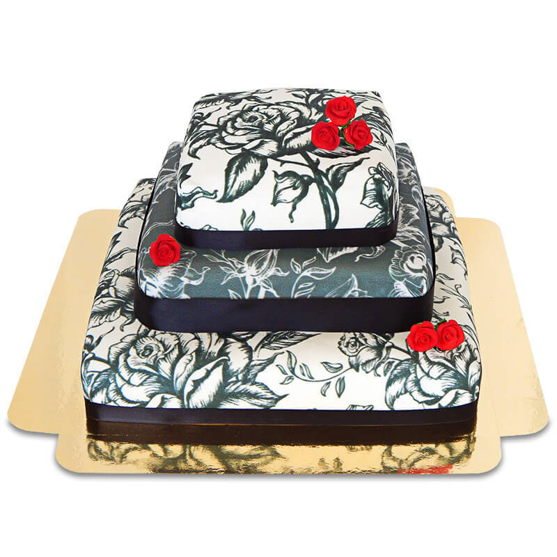 Vintage Black & White Wedding Cake