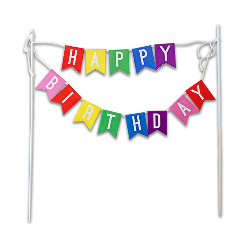 Happy Birthday cake topper, colourful bunting