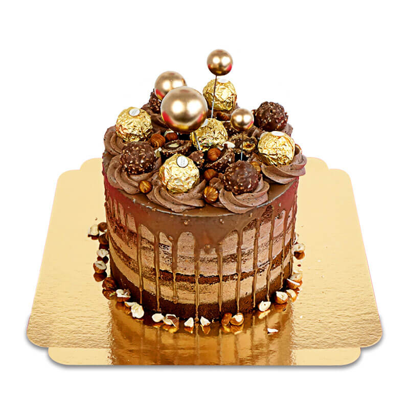 cake with rocher chocolates
