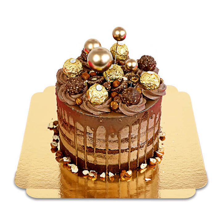 cake with rocher chocolates