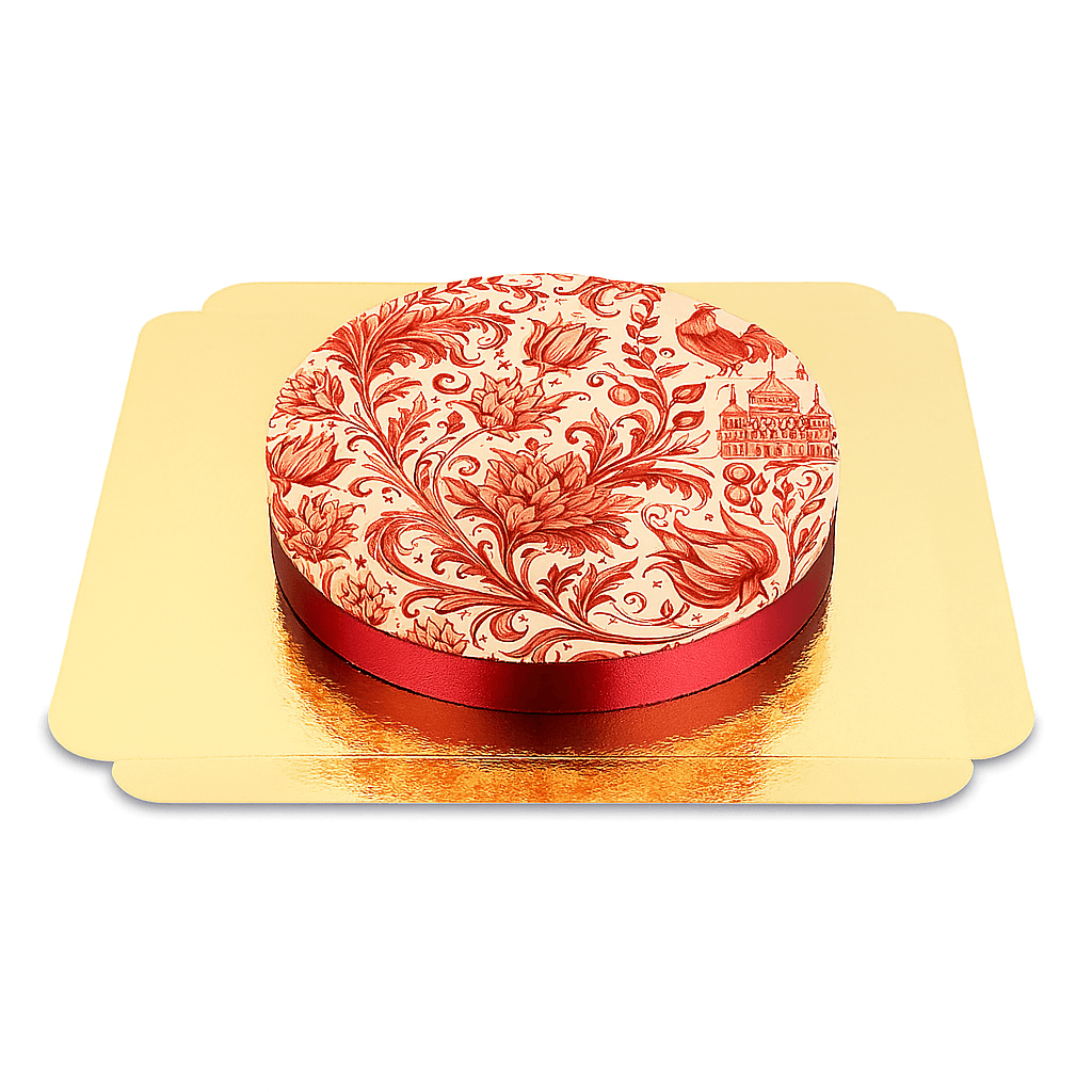 Red Porcelain Painting Cake
