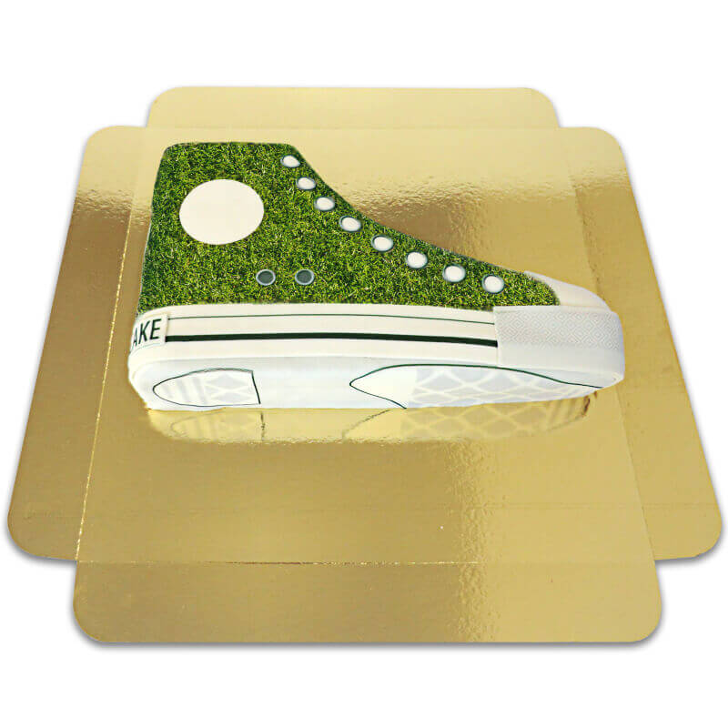 Grass-patterned sneaker cake